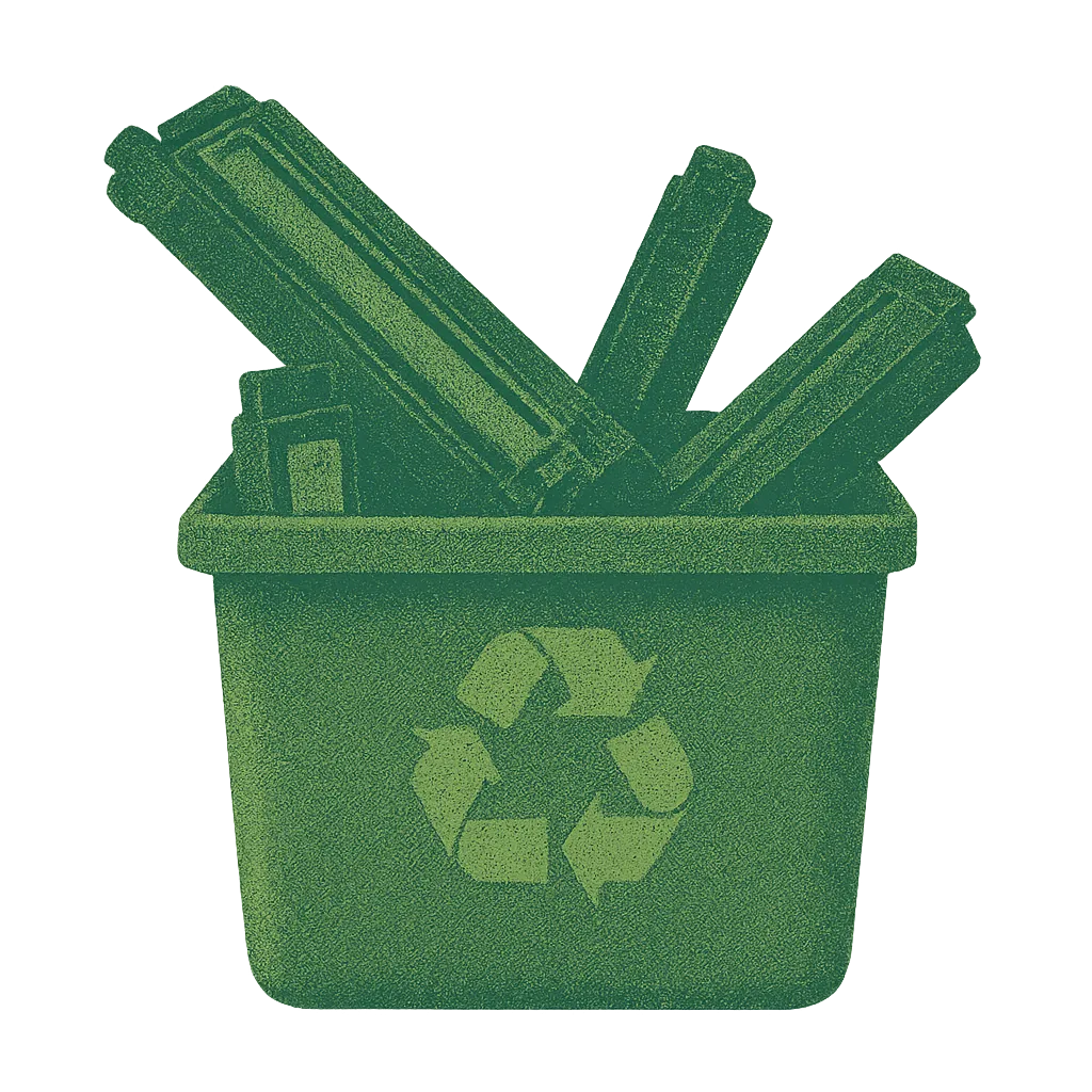 Contenitore per il riciclo pieno di toner e cartucce di stampa esauste